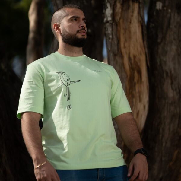 camiseta regular fit, ave barranquera, verde pistacho