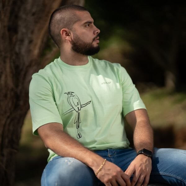 camiseta regular fit, ave barranquera, verde pistacho