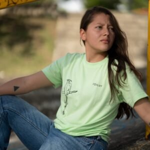 camiseta clásica, ave barranquera, verde pistacho