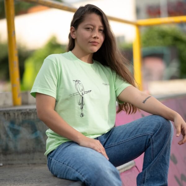 camiseta clásica, ave barranquera, verde pistacho